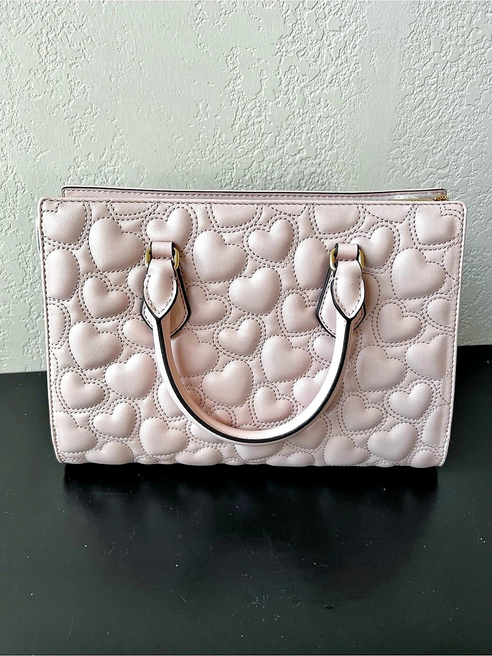 NWT Michael Kors Sheila Medium Heart Embroidered Satchel in Powder Blush Pink - Picture 4 of 11